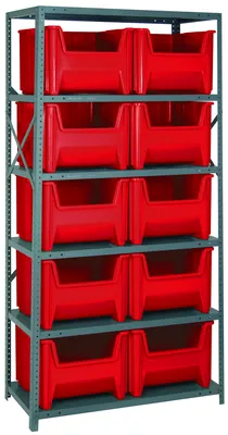 Quantum QSBU-800RD Shelving Unit, 18"D x 36"L x 75"H, 400 lb capacity, Gray