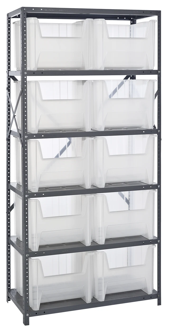 Quantum QSBU-800CL Shelving Unit, 18"D x 36"L x 75"H, 400 lb capacity, Gray