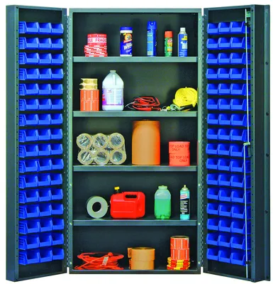 Quantum QSC-36-32-4ISBL Heavy-Duty 36" Bin Cabinet, 36"W x 24"D x 72"H, 800 lb capacity, Gray