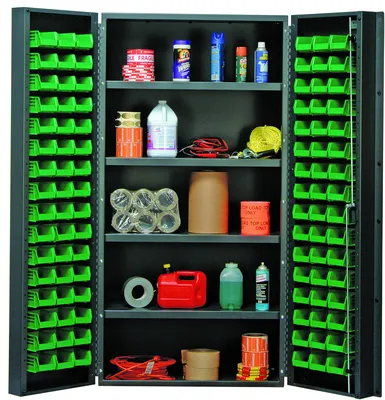 Quantum QSC-36-32-4ISGN Heavy-Duty 36" Bin Cabinet, 36"W x 24"D x 72"H, 800 lb capacity, Gray