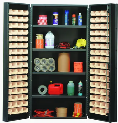 Quantum QSC-36-32-4ISCL Heavy-Duty 36" Bin Cabinet, 36"W x 24"D x 72"H, 800 lb capacity, Gray