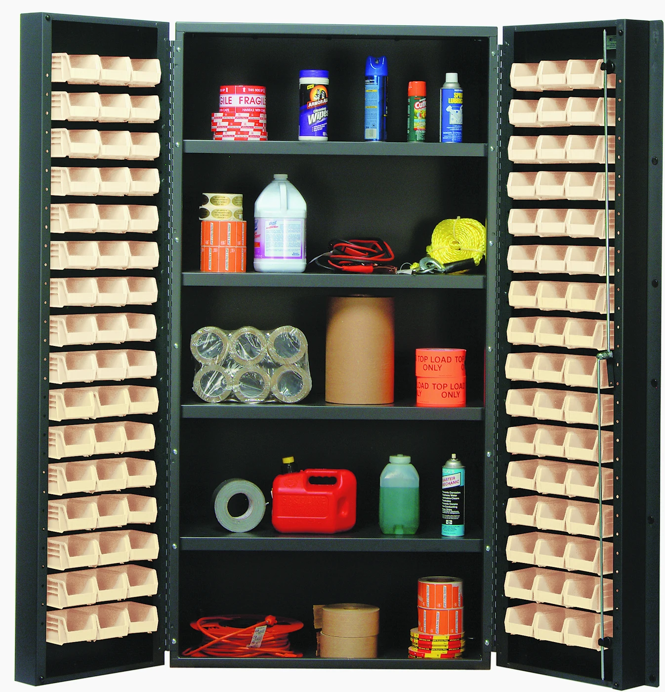 Quantum QSC-36-32-4ISCL Heavy-Duty 36" Bin Cabinet, 36"W x 24"D x 72"H, 800 lb capacity, Gray