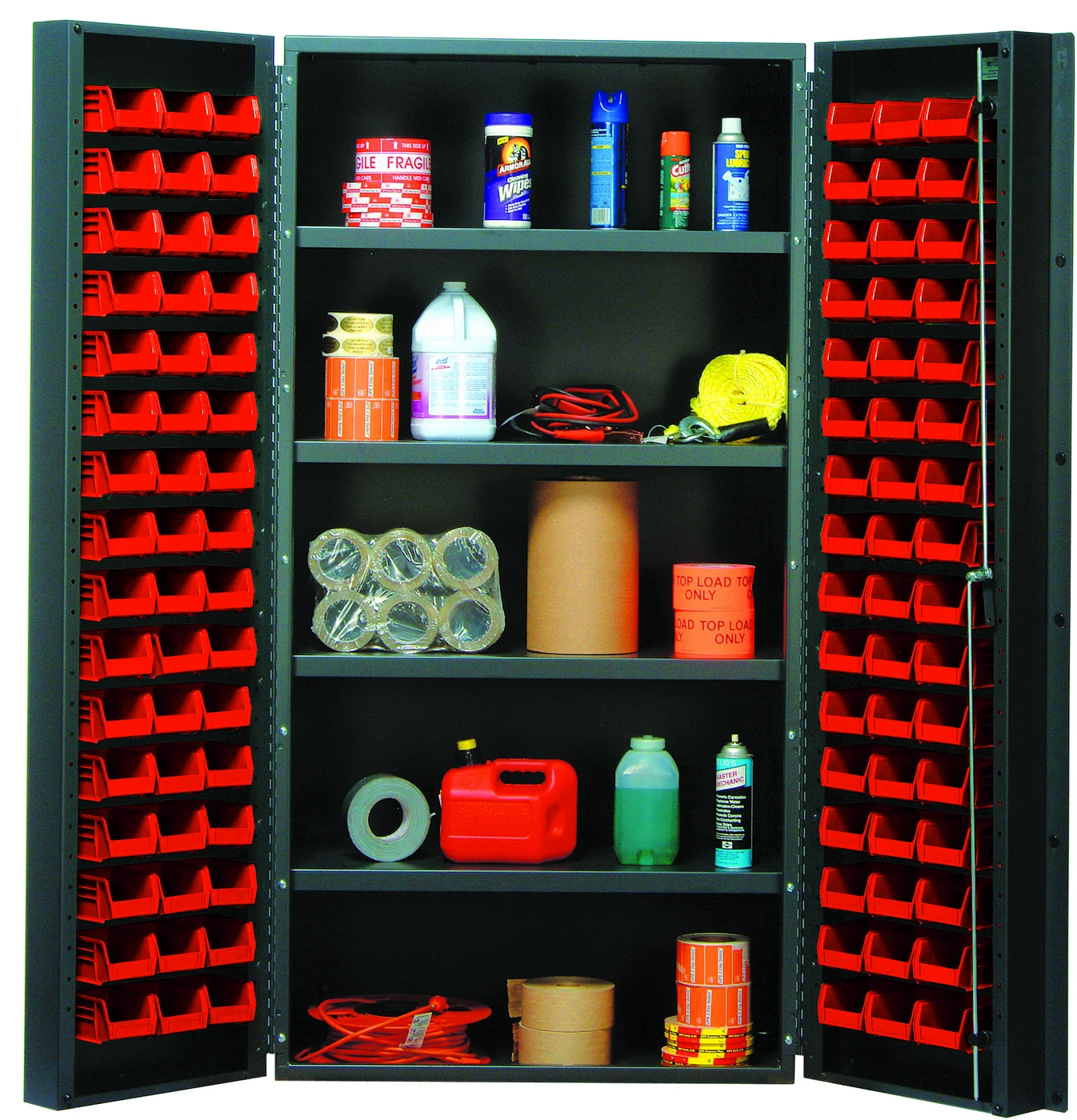 Quantum QSC-36-32-4ISRD Heavy-Duty 36" Bin Cabinet, 36"W x 24"D x 72"H, 800 lb capacity, Gray