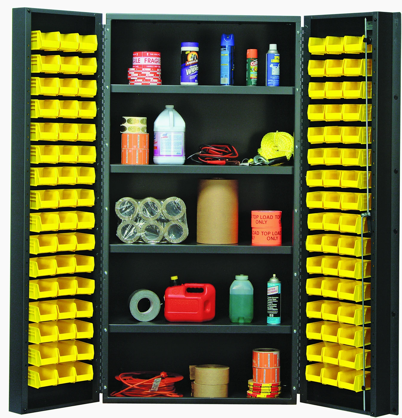 Quantum QSC-36-32-4ISYL Heavy-Duty 36" Bin Cabinet, 36"W x 24"D x 72"H, 800 lb capacity, Gray