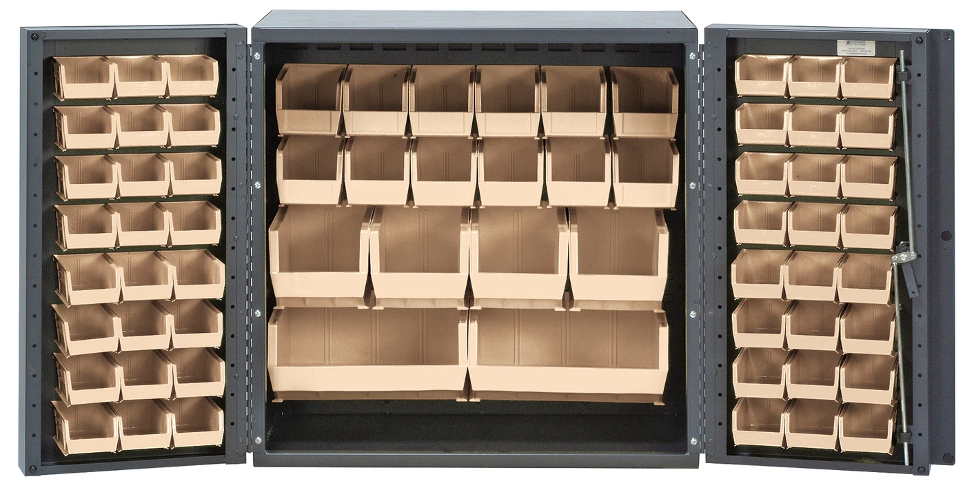 Quantum QSC-36-MINIV Heavy-Duty 36" Bin Cabinet, 36"W x 24"D x 36"H, 800 lb capacity, Gray