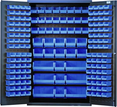 Quantum QSC-48BL Heavy-Duty 48" Bin Cabinet, 48"W x 24"D x 78"H, 400 lb capacity, Gray
