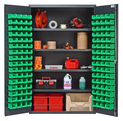 Quantum QSC-4803GN Heavy-Duty 48" Bin Cabinet, 48"W x 24"D x 78"H, 400 lb capacity, Gray