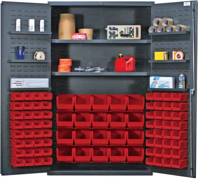 Quantum QSC-4804RD Heavy-Duty 48" Bin Cabinet, 48"W x 24"D x 78"H, 400 lb capacity, Gray