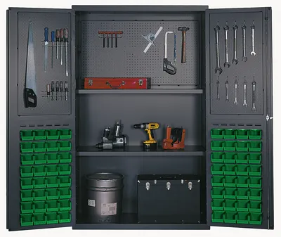 Quantum QSC-4805GN Heavy-Duty 48" Bin Cabinet, 48"W x 24"D x 78"H, 400 lb capacity, Gray