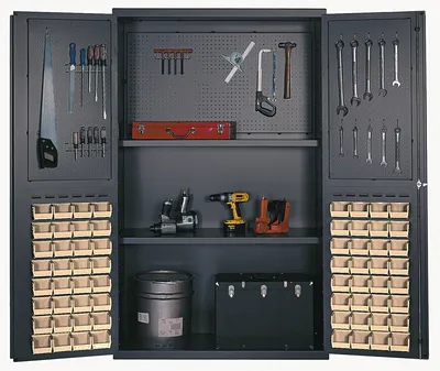 Quantum QSC-4805CL Heavy-Duty 48" Bin Cabinet, 48"W x 24"D x 78"H, 400 lb capacity, Gray