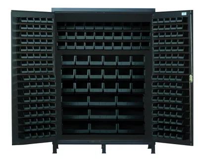 Quantum QSC-60BK Heavy-Duty 60" Bin Cabinet, 60"W x 24"D x 84"H, 500 lb capacity, Gray