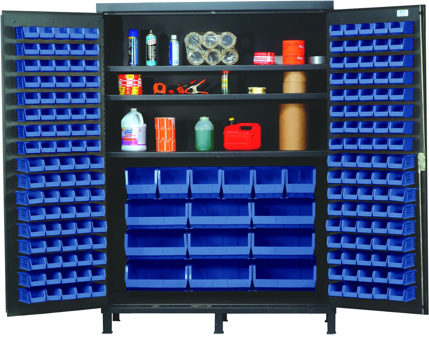 Quantum QSC-60SBL Heavy-Duty 60" Bin Cabinet, 60"W x 24"D x 84"H, 500 lb capacity, Gray