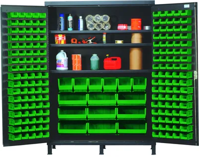Quantum QSC-60SGN Heavy-Duty 60" Bin Cabinet, 60"W x 24"D x 84"H, 500 lb capacity, Gray