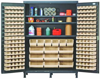 Quantum QSC-60SCL Heavy-Duty 60" Bin Cabinet, 60"W x 24"D x 84"H, 500 lb capacity, Gray