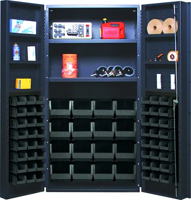 Quantum QSC-32-2S-6DSBK Heavy-Duty 36" Bin Cabinet, 36"W x 24"D x 72"H, 800 lb capacity, Gray