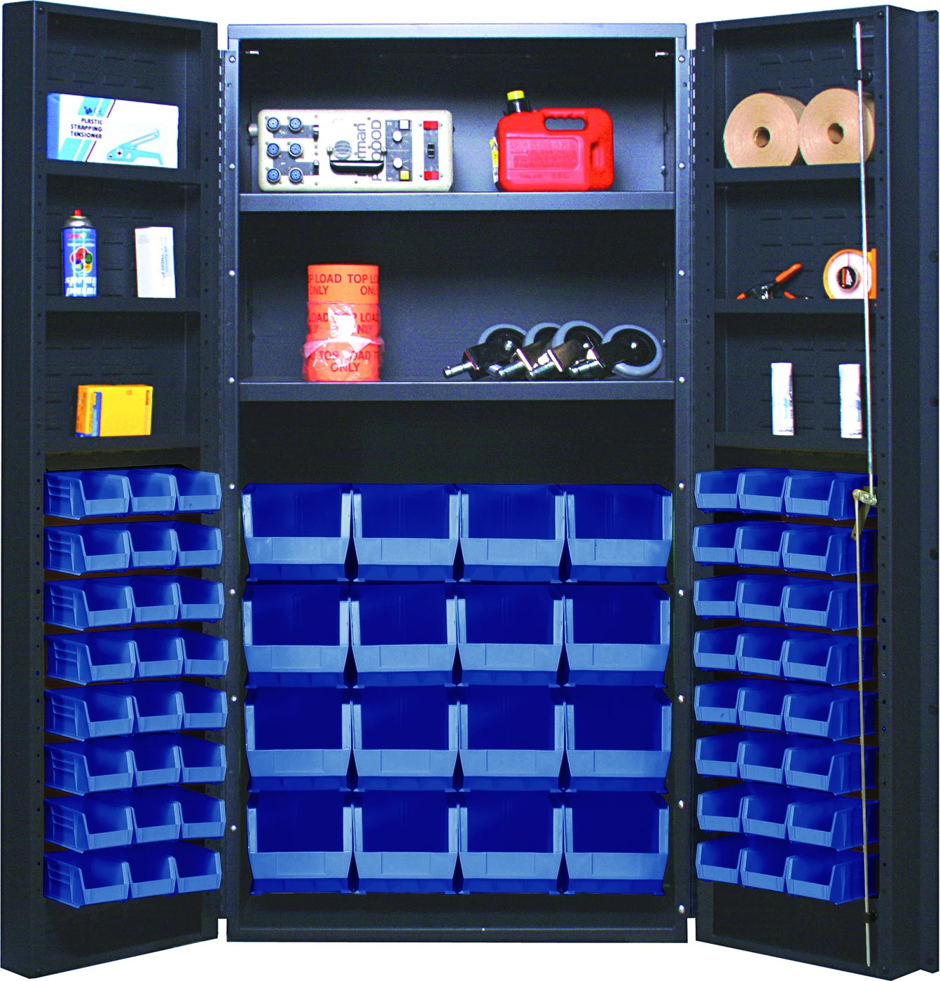 Quantum QSC-32-2S-6DSBL Heavy-Duty 36" Bin Cabinet, 36"W x 24"D x 72"H, 800 lb capacity, Gray