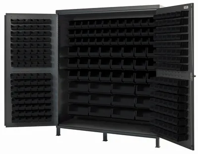 Quantum QSC-72-136BK Heavy-Duty 72" Bin Cabinet, 72"W x 24"D x 84"H, 500 lb capacity, Gray