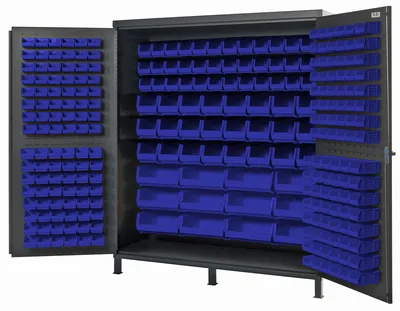 Quantum QSC-72-136BL Heavy-Duty 72" Bin Cabinet, 72"W x 24"D x 84"H, 500 lb capacity, Gray