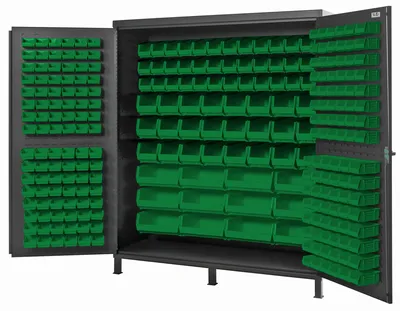 Quantum QSC-72-136GN Heavy-Duty 72" Bin Cabinet, 72"W x 24"D x 84"H, 500 lb capacity, Gray