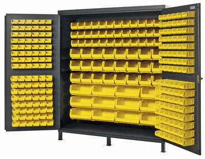 Quantum QSC-72-136YL Heavy-Duty 72" Bin Cabinet, 72"W x 24"D x 84"H, 500 lb capacity, Gray