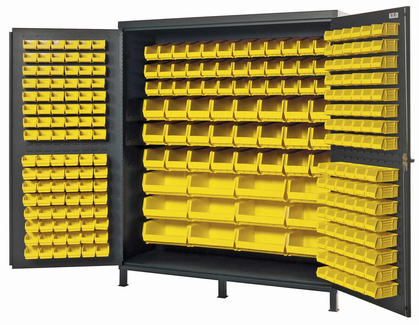 Quantum QSC-72-136YL Heavy-Duty 72" Bin Cabinet, 72"W x 24"D x 84"H, 500 lb capacity, Gray