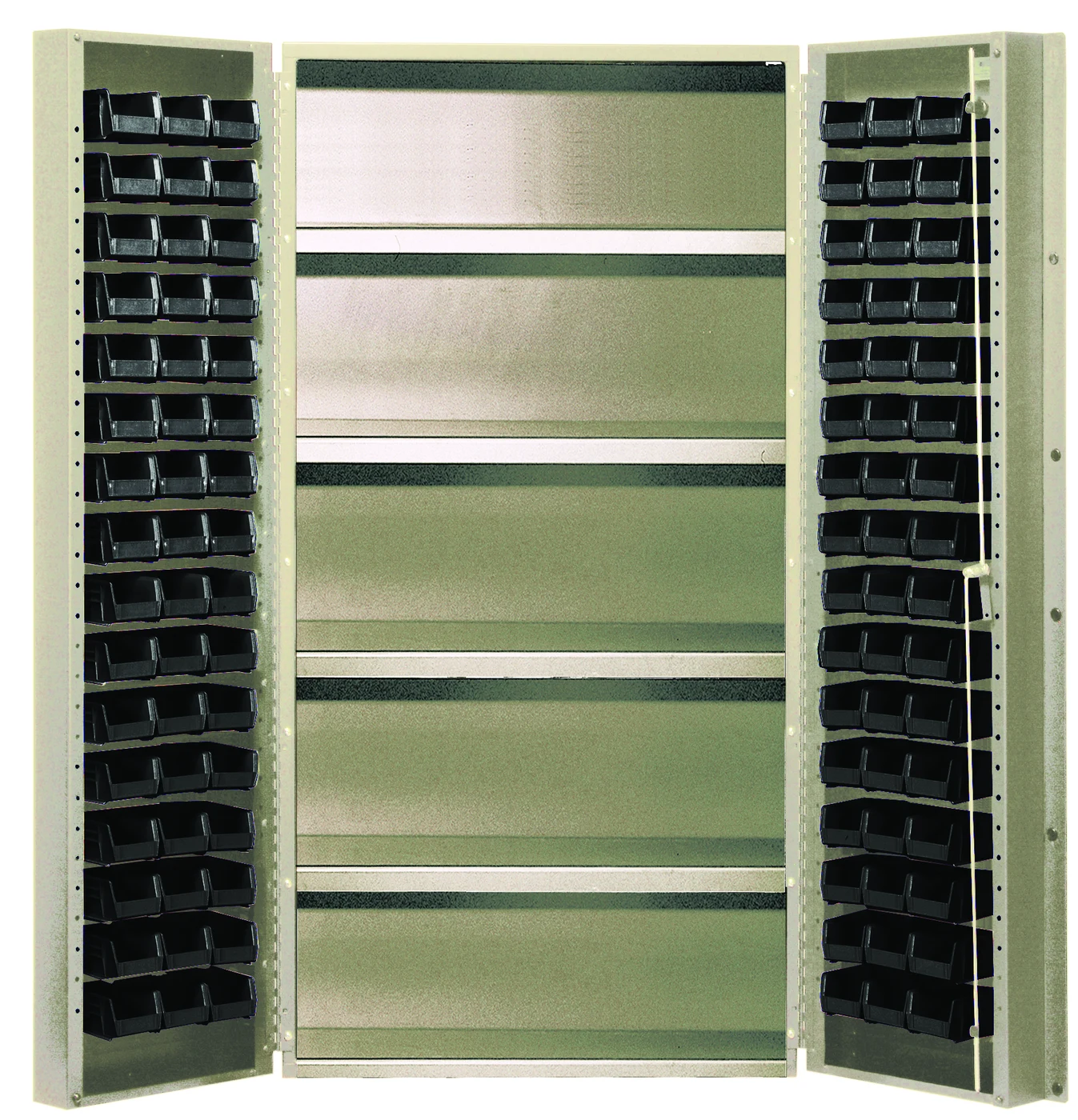 Quantum QSC-BG-36-32-4ISBK Heavy-Duty 36" Bin Cabinet, 36"W x 24"D x 72"H, 800 lb capacity, Beige