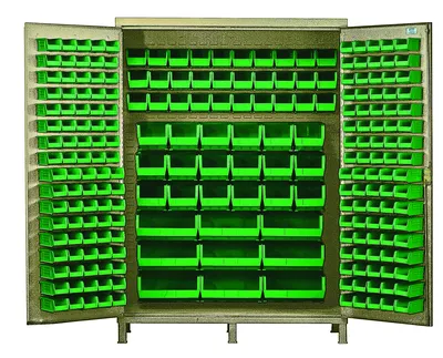 Quantum QSC-BG-60GN Heavy-Duty 60" Bin Cabinet, 60"W x 24"D x 84"H, 500 lb capacity, Beige