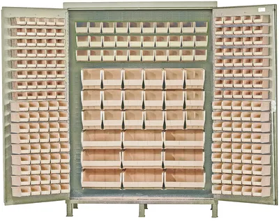 Quantum QSC-BG-60CL Heavy-Duty 60" Bin Cabinet, 60"W x 24"D x 84"H, 500 lb capacity, Beige