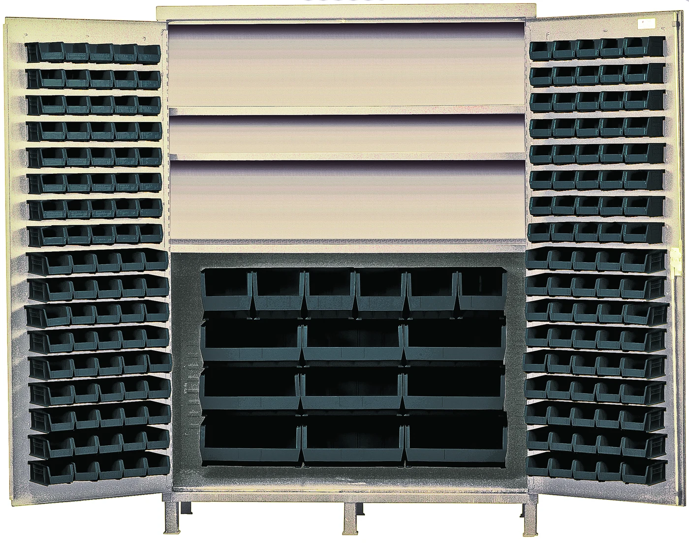 Quantum QSC-BG-60SBK Heavy-Duty 60" Bin Cabinet, 60"W x 24"D x 84"H, 500 lb capacity, Beige