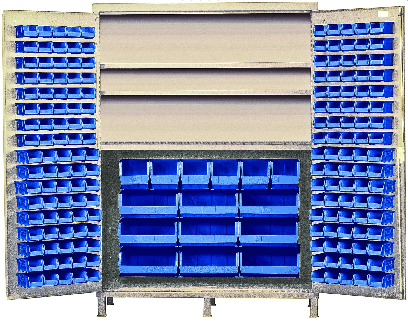 Quantum QSC-BG-60SBL Heavy-Duty 60" Bin Cabinet, 60"W x 24"D x 84"H, 500 lb capacity, Beige