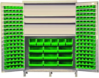 Quantum QSC-BG-60SGN Heavy-Duty 60" Bin Cabinet, 60"W x 24"D x 84"H, 500 lb capacity, Beige