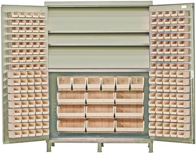 Quantum QSC-BG-60SCL Heavy-Duty 60" Bin Cabinet, 60"W x 24"D x 84"H, 500 lb capacity, Beige