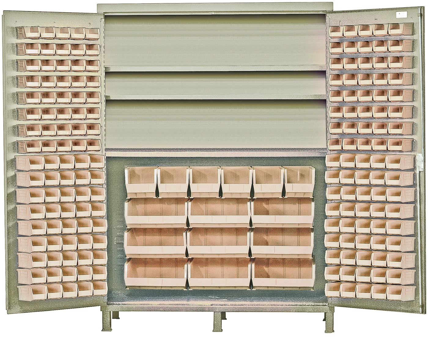 Quantum QSC-BG-60SCL Heavy-Duty 60" Bin Cabinet, 60"W x 24"D x 84"H, 500 lb capacity, Beige