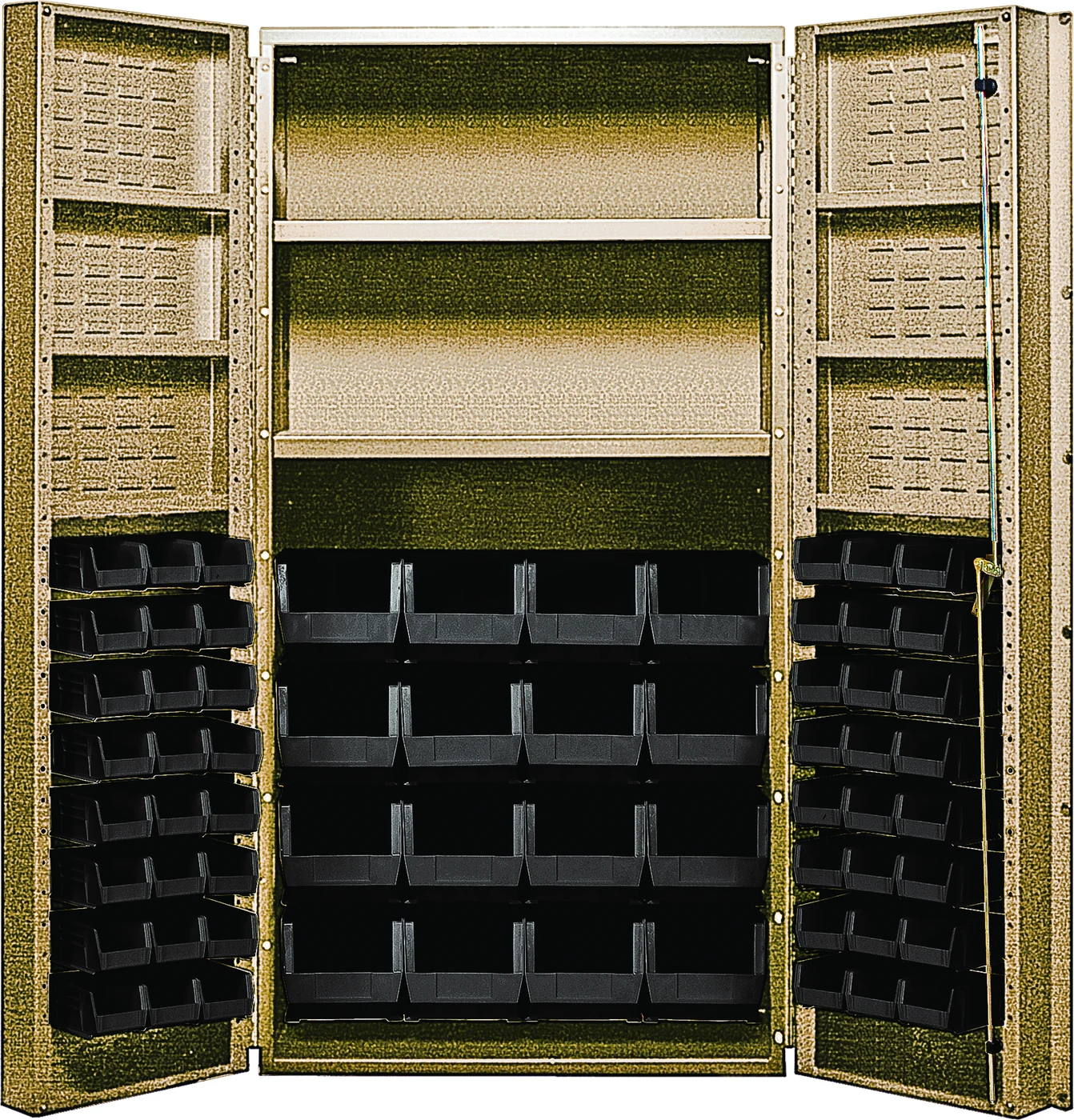 Quantum QSC-BG-32-2S-6DSBK Heavy-Duty 36" Bin Cabinet, 36"W x 24"D x 72"H, 800 lb capacity, Beige