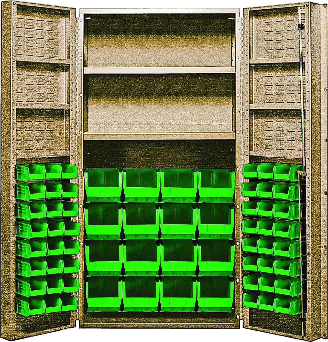 Quantum QSC-BG-32-2S-6DSGN Heavy-Duty 36" Bin Cabinet, 36"W x 24"D x 72"H, 800 lb capacity, Beige