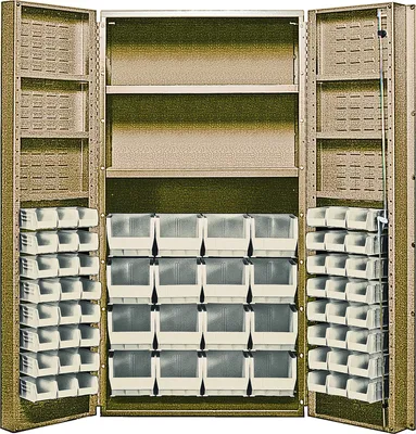 Quantum QSC-BG-32-2S-6DSCL Heavy-Duty 36" Bin Cabinet, 36"W x 24"D x 72"H, 800 lb capacity, Beige