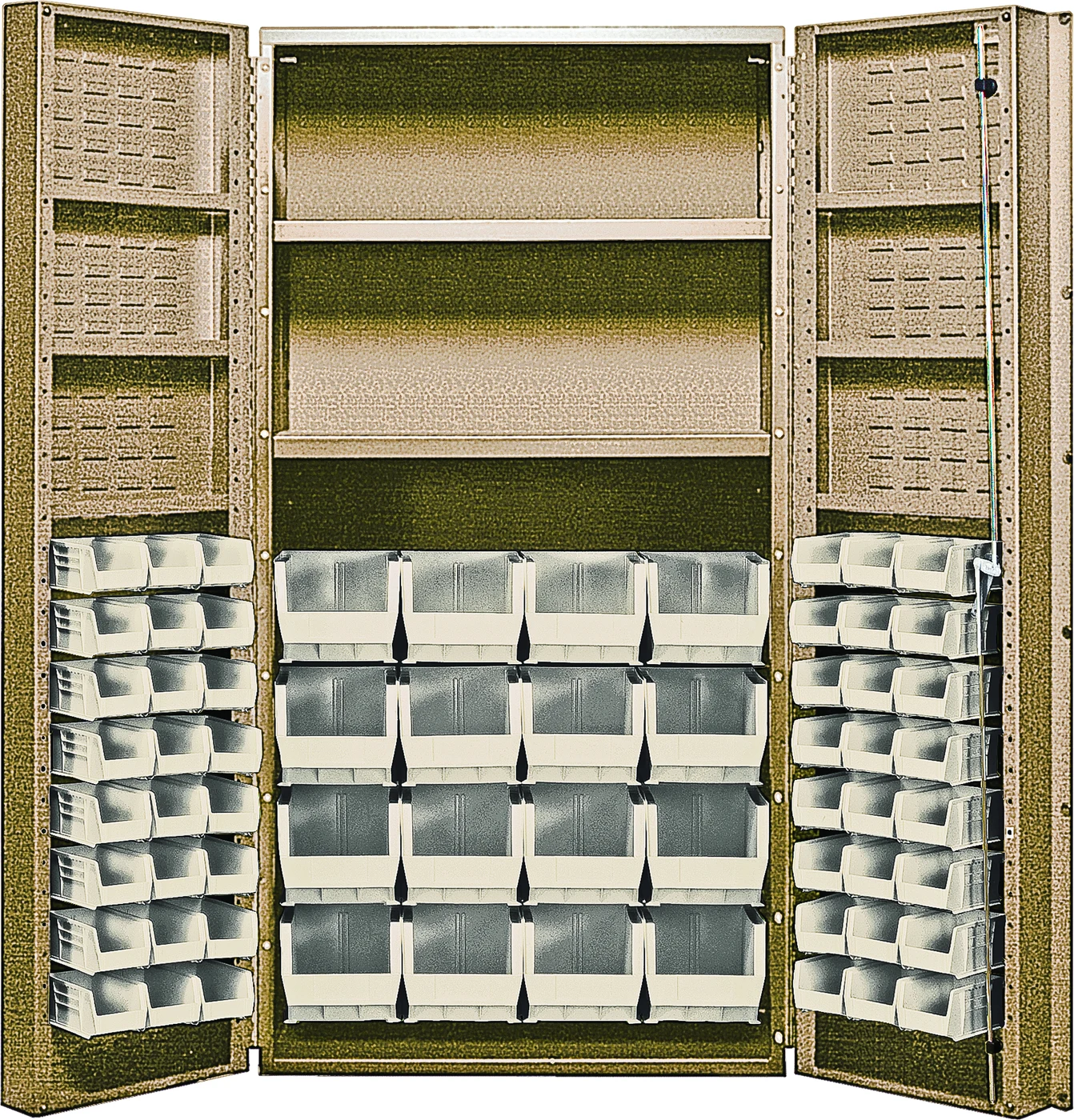 Quantum QSC-BG-32-2S-6DSCL Heavy-Duty 36" Bin Cabinet, 36"W x 24"D x 72"H, 800 lb capacity, Beige