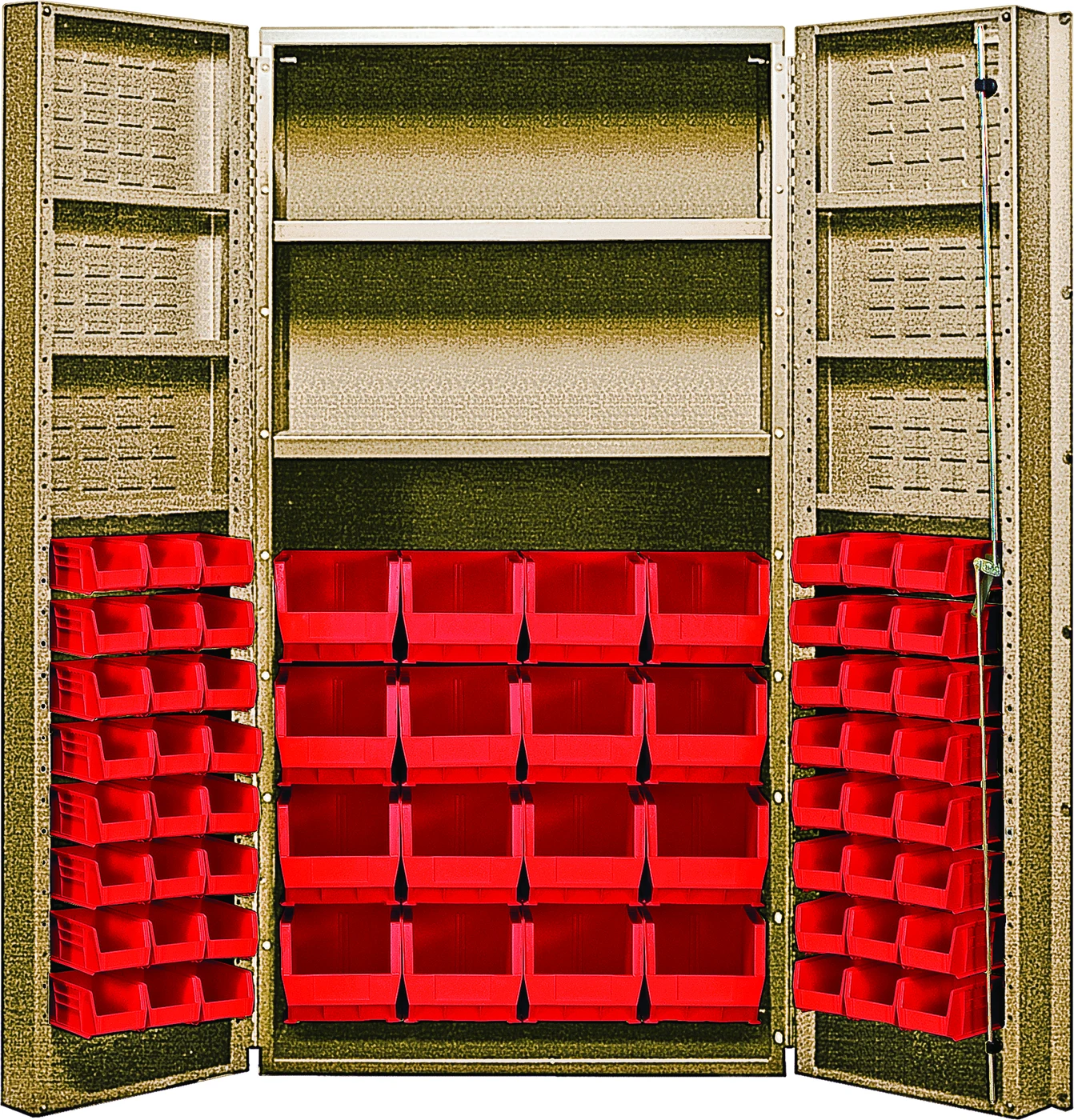 Quantum QSC-BG-32-2S-6DSRD Heavy-Duty 36" Bin Cabinet, 36"W x 24"D x 72"H, 800 lb capacity, Beige