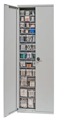 Quantum QSC-QTB79-61 Tip Out Bin Cabinet, 26-1/4"W x 10"D x 79-1/2"H, Gray