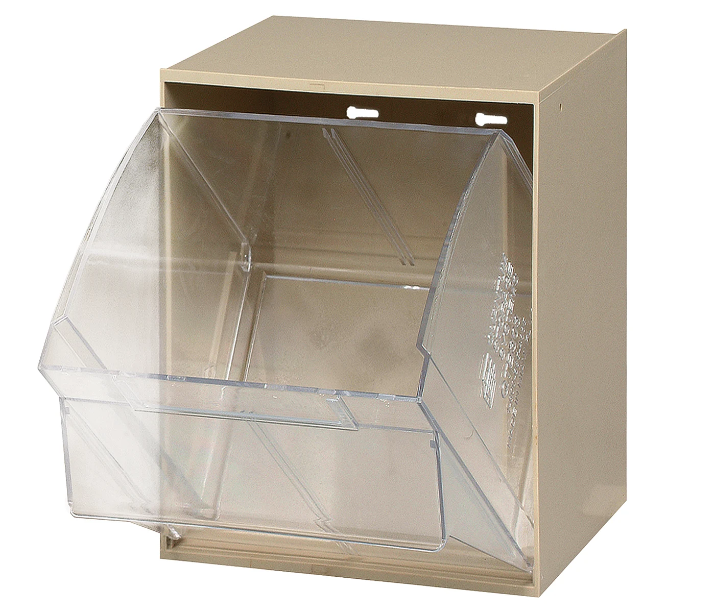 Quantum QTB301IV Tip Out Bin, 11-13/16"W x 11-3/4"D x 13-7/8"H, Ivory/Crystal