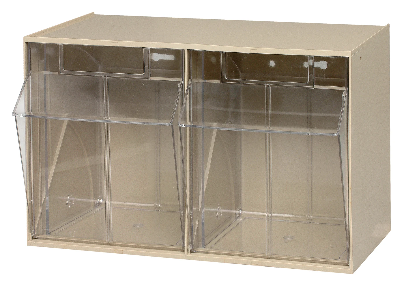 Quantum QTB302IV Tip Out Bin, 23-5/8"W x 11-3/4"D x 13-7/8"H, Ivory/Crystal
