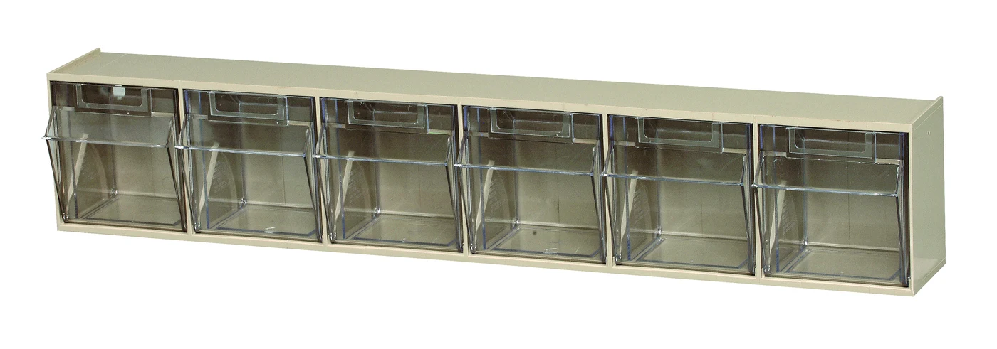 Quantum QTB306IV Tip Out Bin, 23-5/8"W x 3-5/8"D x 4-1/2"H, Ivory/Crystal
