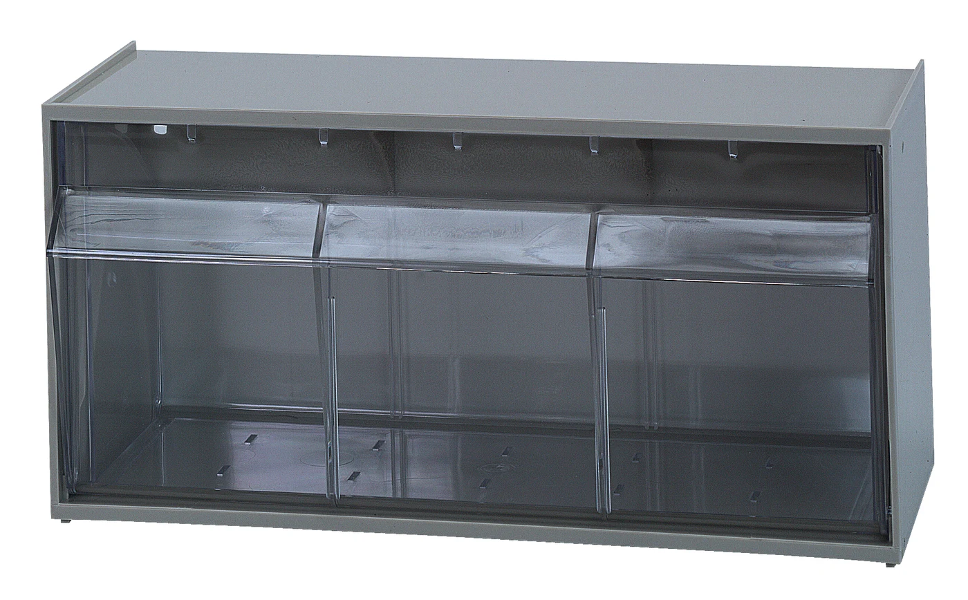 Quantum QTB410GY Dividable Tip Out Bin, 11-7/8"W x 5-1/4"D x 5-15/16"H, Gray/Crystal