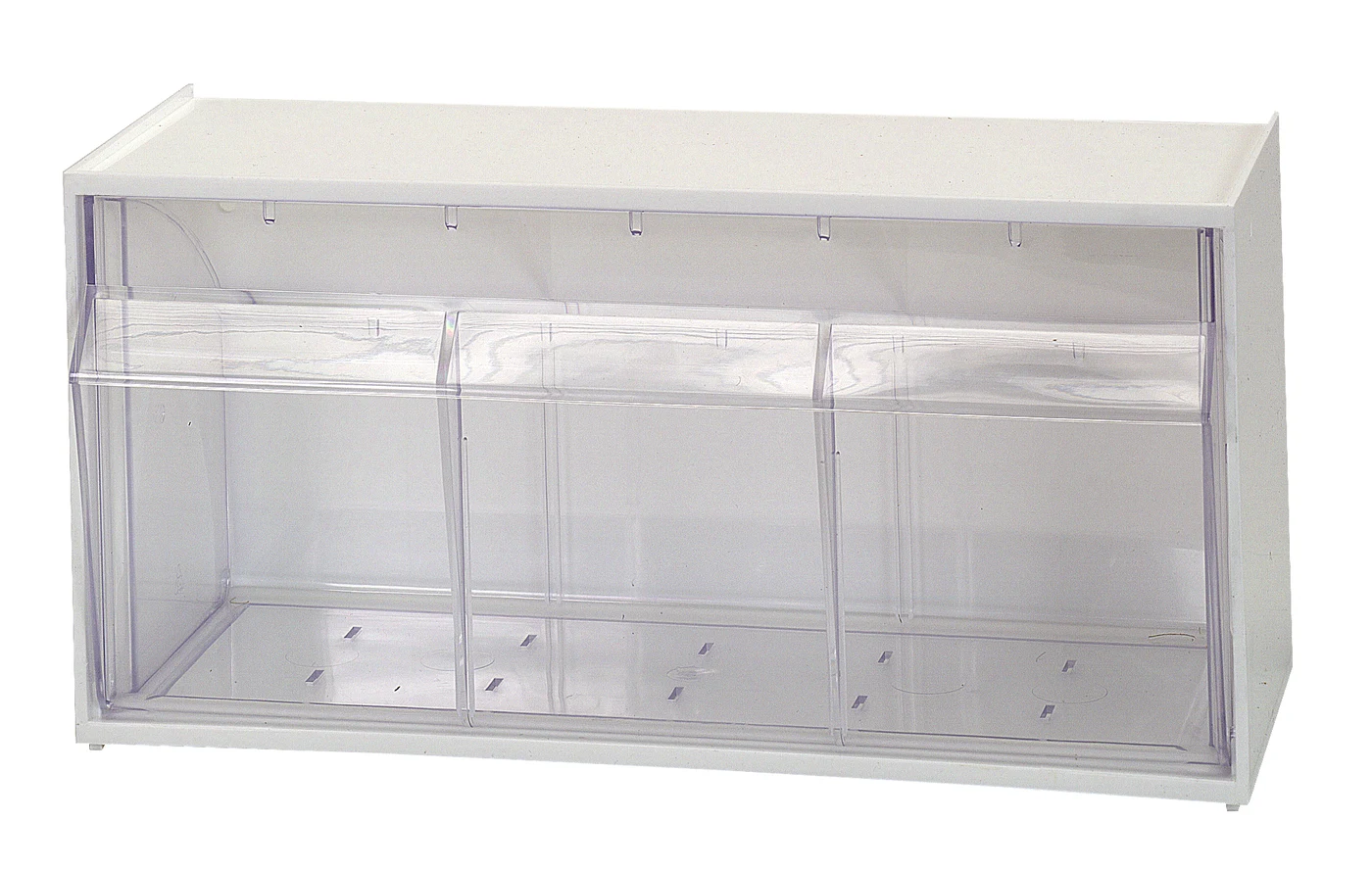Quantum QTB410WT Dividable Tip Out Bin, 11-7/8"W x 5-1/4"D x 5-15/16"H, White/Crystal