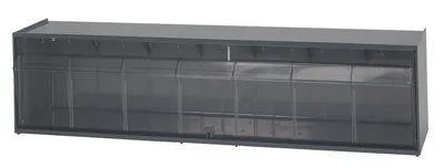 Quantum QTB412GY Dividable Tip Out Bin, 23-5/8"W x 5-1/4"D x 5-15/16"H, Gray/Crystal