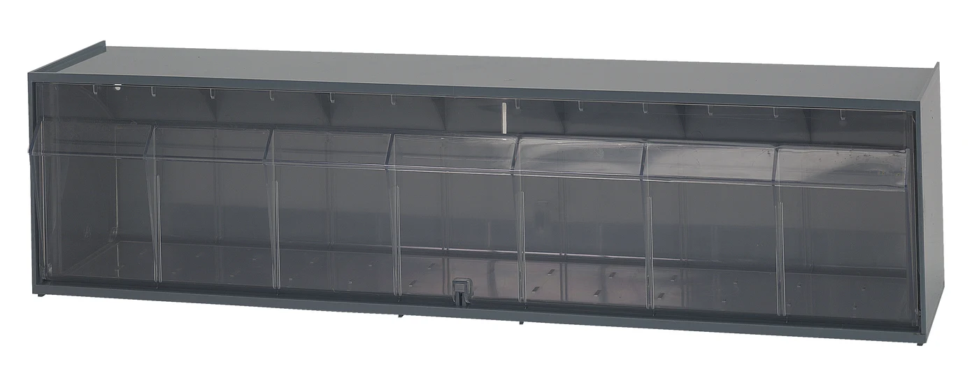 Quantum QTB412GY Dividable Tip Out Bin, 23-5/8"W x 5-1/4"D x 5-15/16"H, Gray/Crystal
