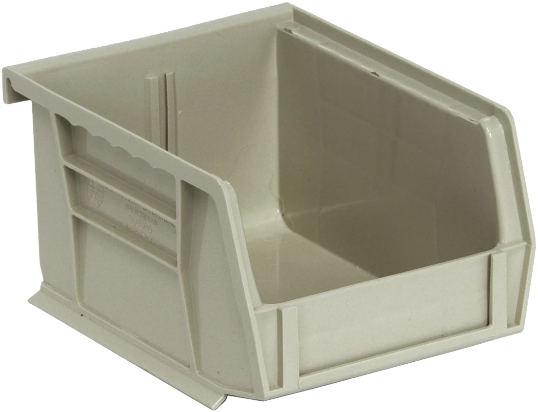 Quantum QUS210SNCS Stack & Hang Bin, 4-1/8"W x 5-3/8"D x 3"H, 15 lb capacity, Stone, Case of 24