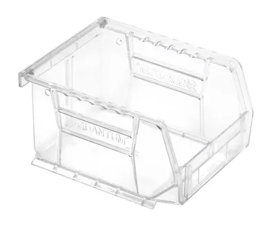Quantum QUS210CCCS Stack & Hang Bin, 4-1/8"W x 5-3/8"D x 3"H, 15 lb capacity, Crystal Clear, Case of 24