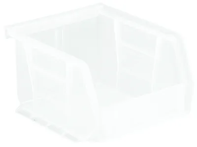 Quantum QUS210CLCS Stack & Hang Bin, 4-1/8"W x 5-3/8"D x 3"H, 15 lb capacity, Clear, Case of 24