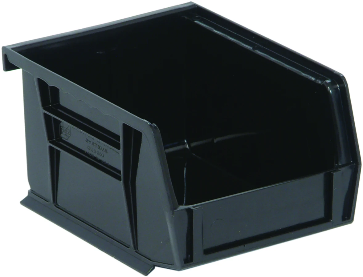 Quantum QUS210COCS Stack & Hang Bin, 4-1/8"W x 5-3/8"D x 3"H, 15 lb capacity, Black, Case of 24